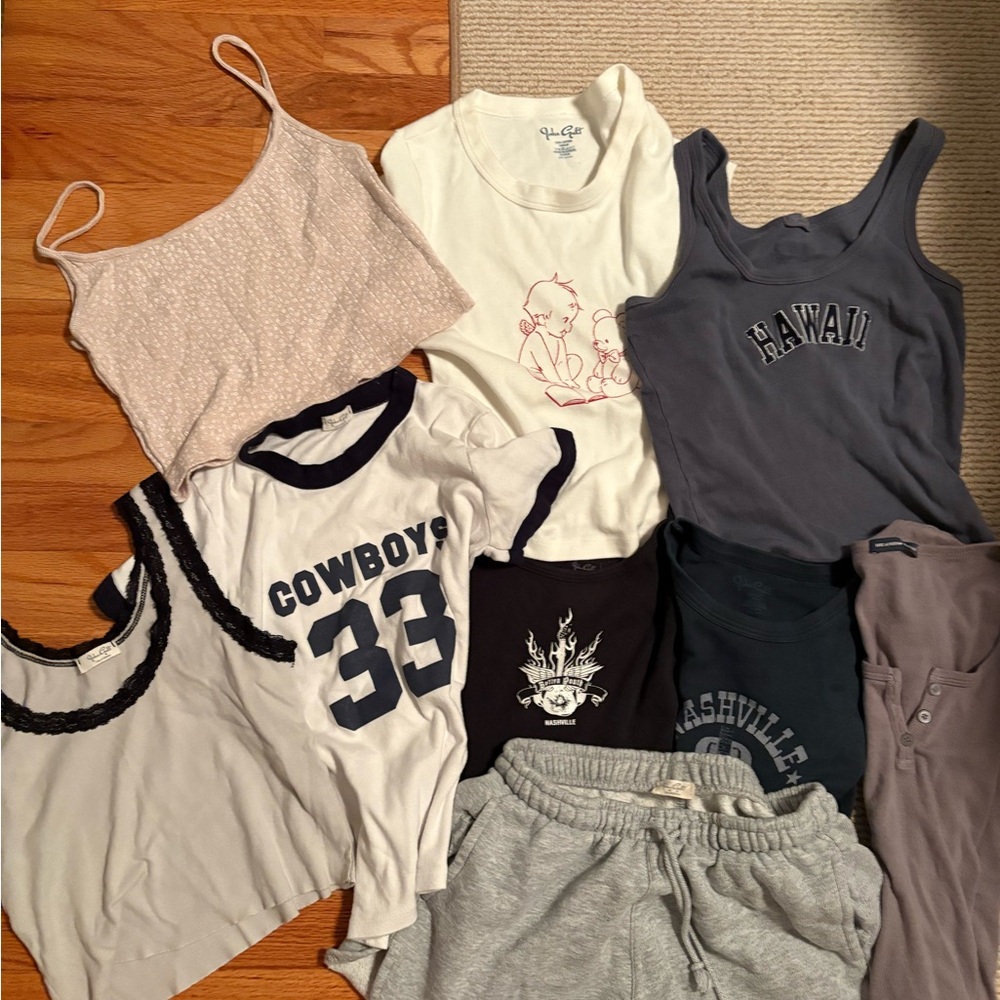 John Galt/ Brandy Melville - lot of 4 tanks, 4 T-shirts & a pair of shorts